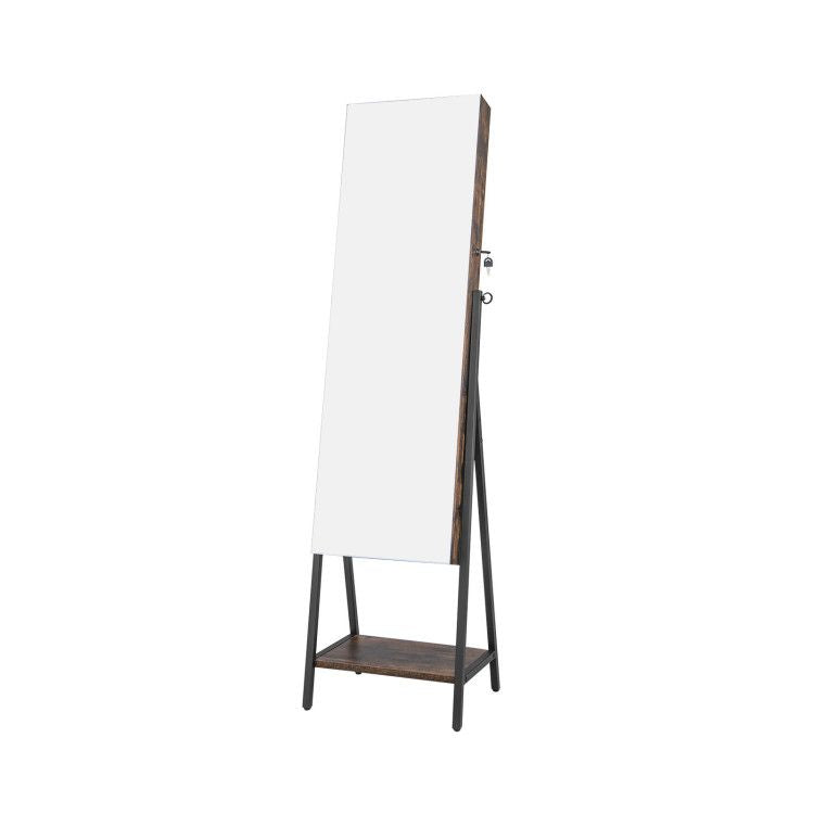 Full-Length Mirror Cabinet with Illuminated Jewelry Storage