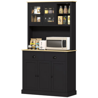 Freestanding Kitchen Cabinet, Tall Pantry Cabinet, Modern Hutch with Wide Countertop
