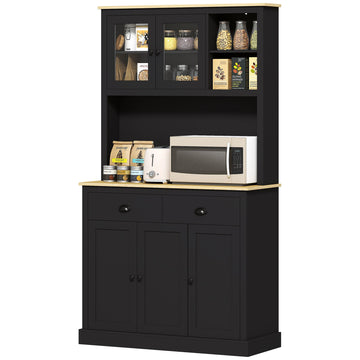 Freestanding Kitchen Cabinet, Tall Pantry Cabinet, Modern Hutch with Wide Countertop