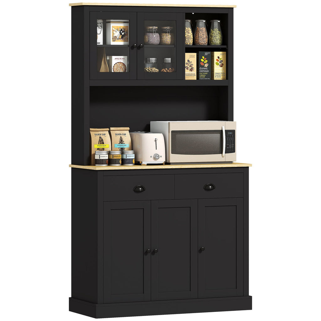 Freestanding Kitchen Cabinet, Tall Pantry Cabinet, Modern Hutch with Wide Countertop