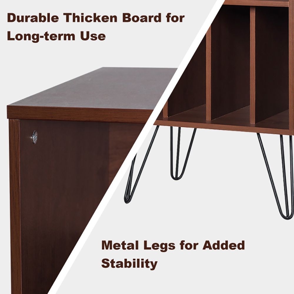Freestanding Record Player Stand with Open Storage