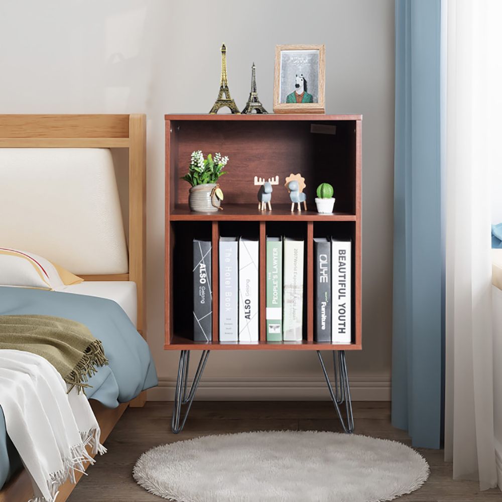 Freestanding Record Player Stand with Open Storage