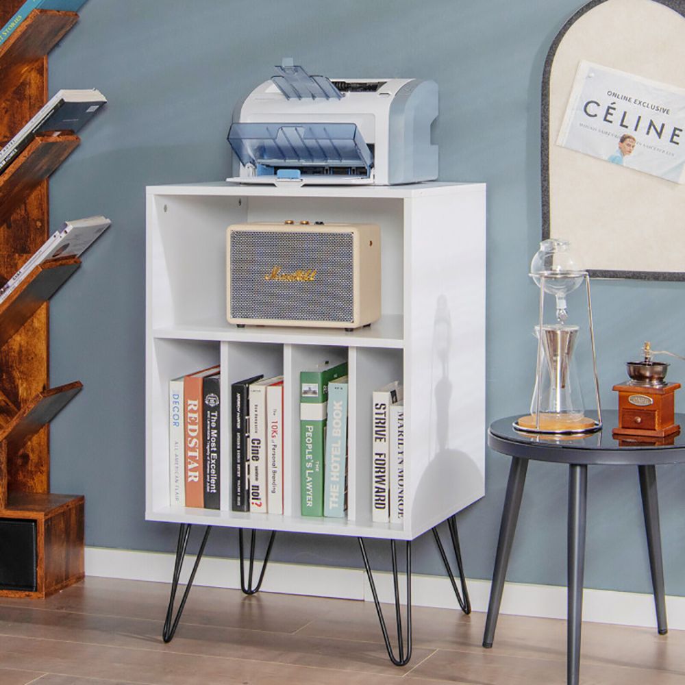 Freestanding Record Player Stand with Open Storage