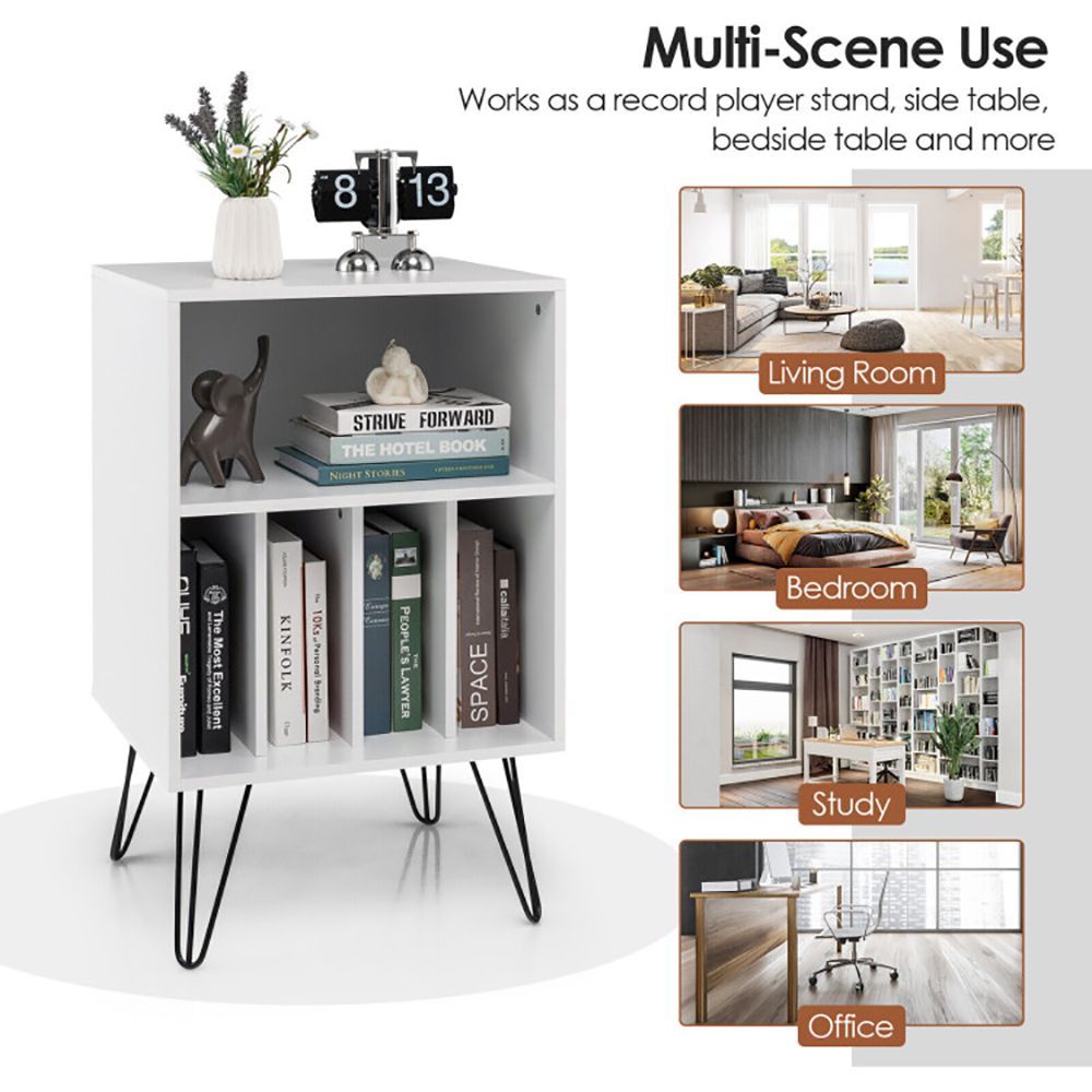 Freestanding Record Player Stand with Open Storage