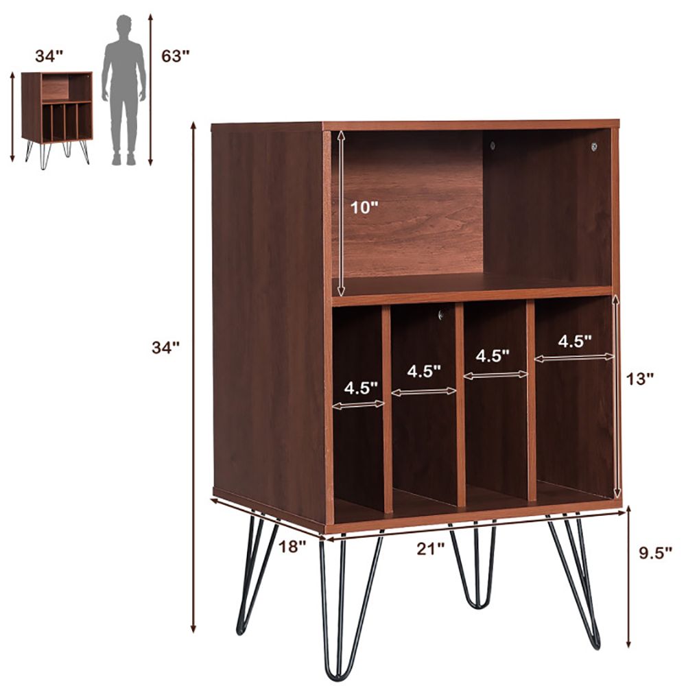Freestanding Record Player Stand with Open Storage