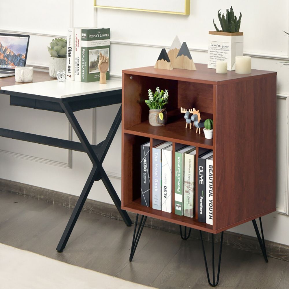 Freestanding Record Player Stand with Open Storage