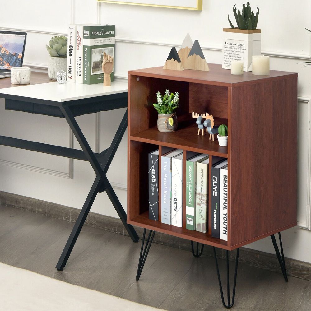 Freestanding Record Player Stand with Open Storage