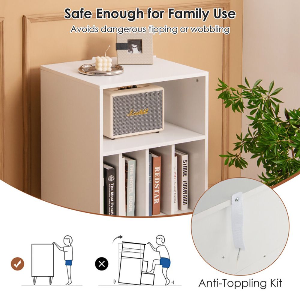 Freestanding Record Player Stand with Open Storage