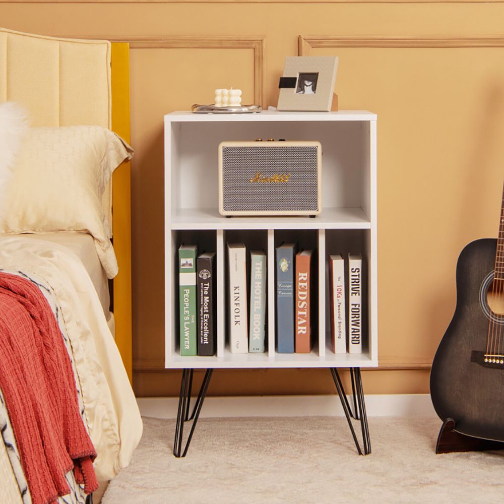 Freestanding Record Player Stand with Open Storage