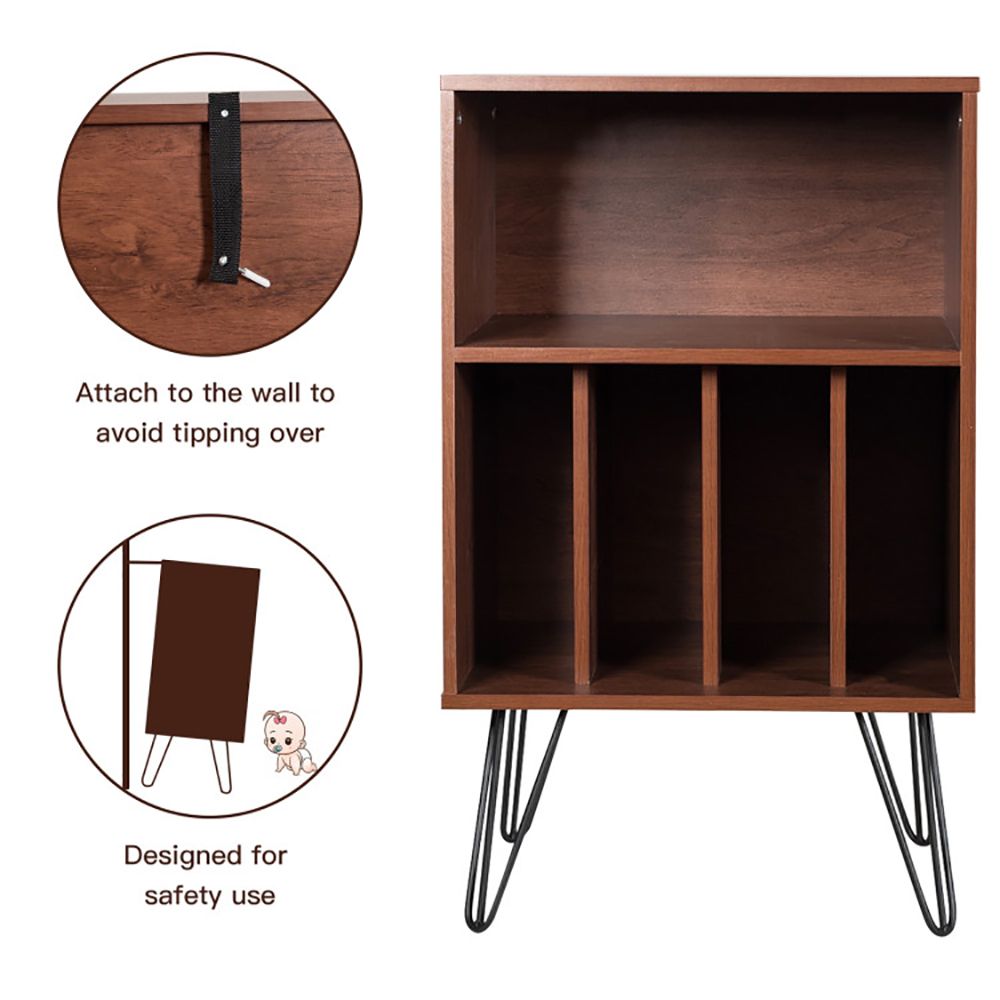 Freestanding Record Player Stand with Open Storage