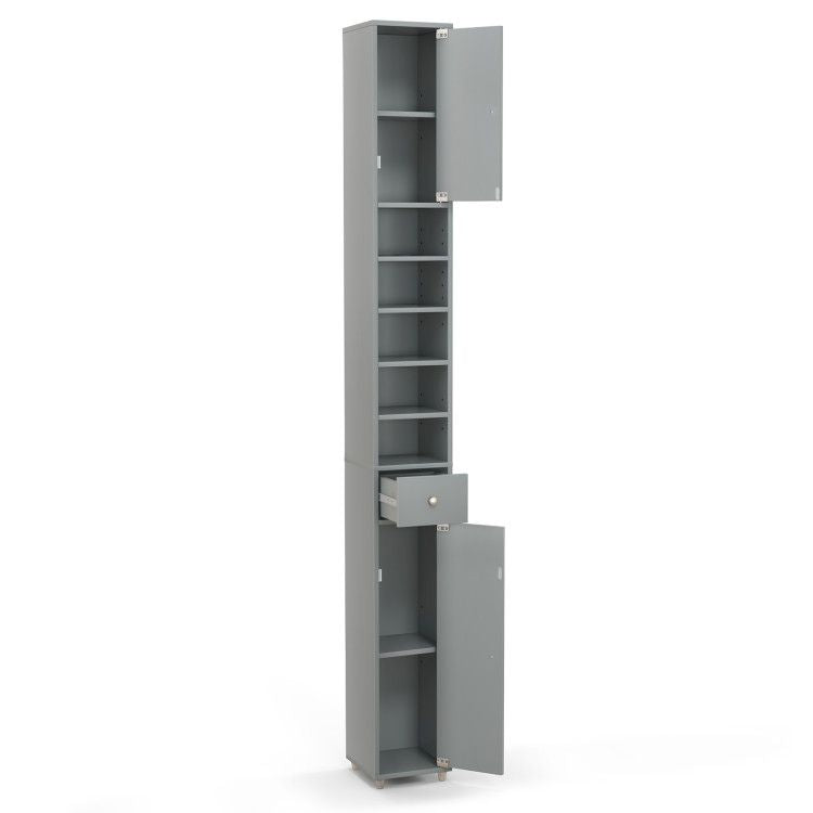 Slim Freestanding Bathroom Cabinet with Adjustable Shelves and Drawer