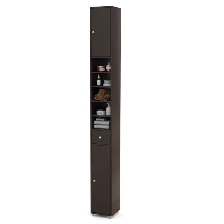 Slim Freestanding Bathroom Cabinet with Adjustable Shelves and Drawer