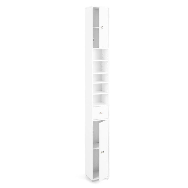 Slim Freestanding Bathroom Cabinet with Adjustable Shelves and Drawer