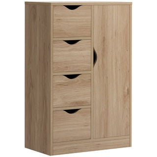 Freestanding Storage Cabinet Bathroom Floor Cabinet 4 Drawers Cupboard Oak for Bedroom