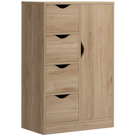 Freestanding Storage Cabinet Bathroom Floor Cabinet 4 Drawers Cupboard Oak for Bedroom