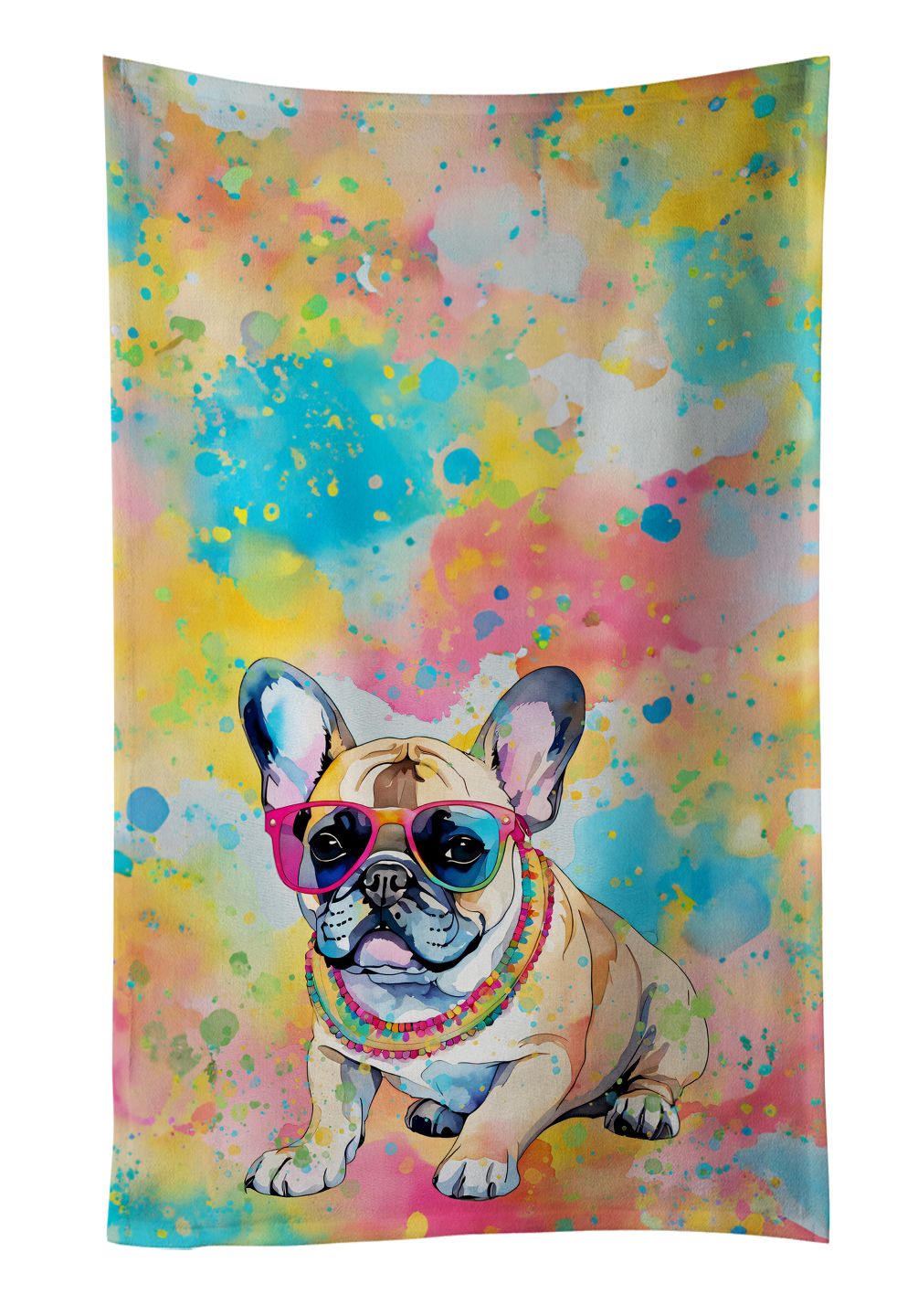 French Bulldog Hippie Dawg Two-Sided Kitchen Towel