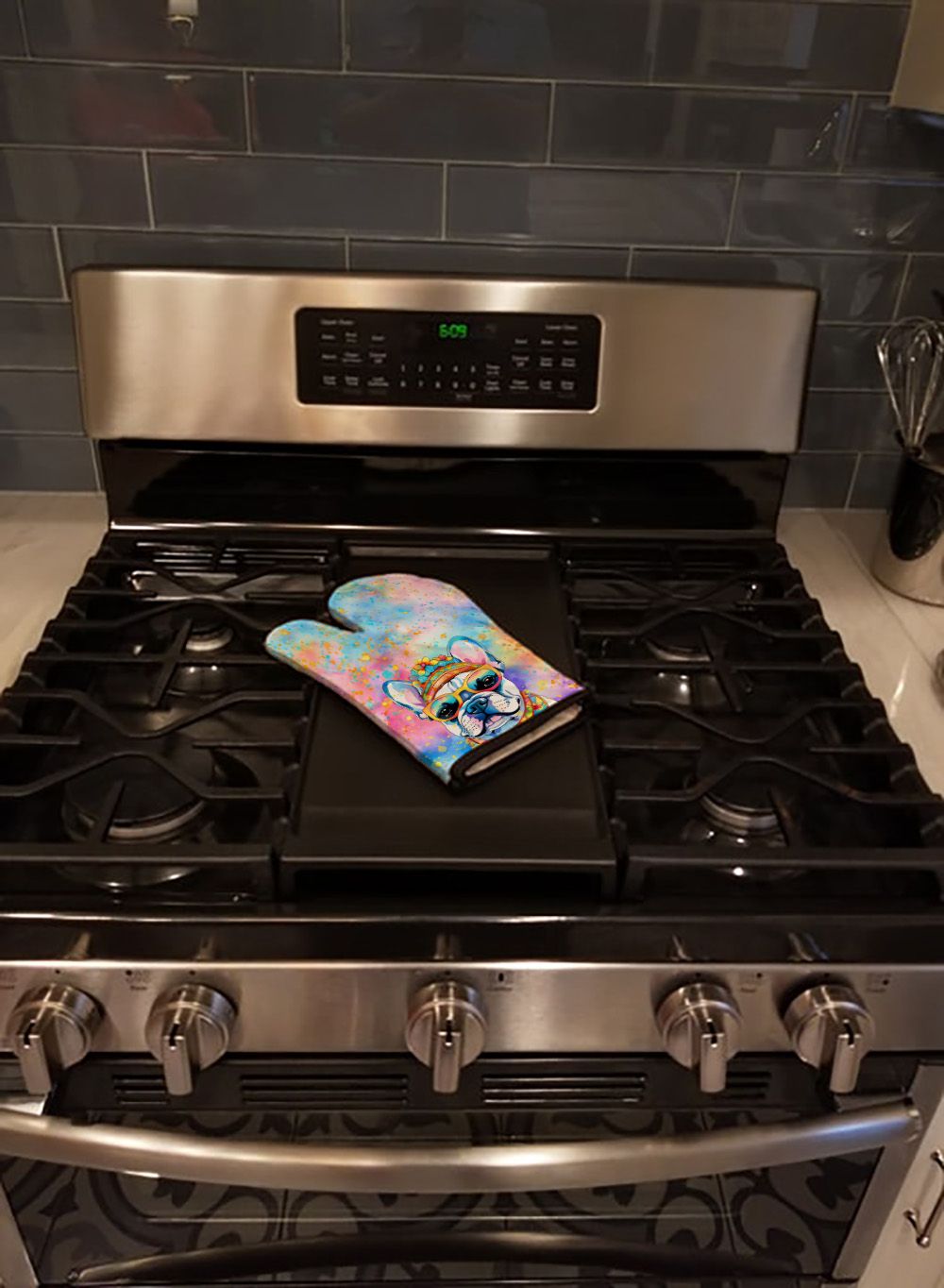 French Bulldog Hippie Dawg Right-Hand Oven Mitt
