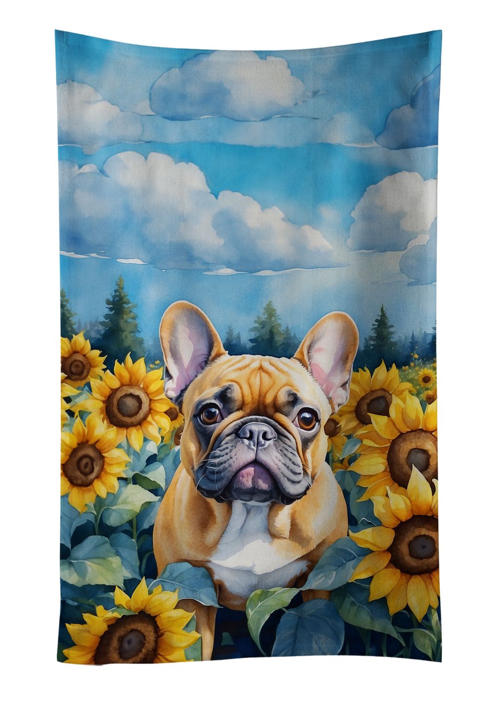 French Bulldog in Sunflowers Kitchen Towel