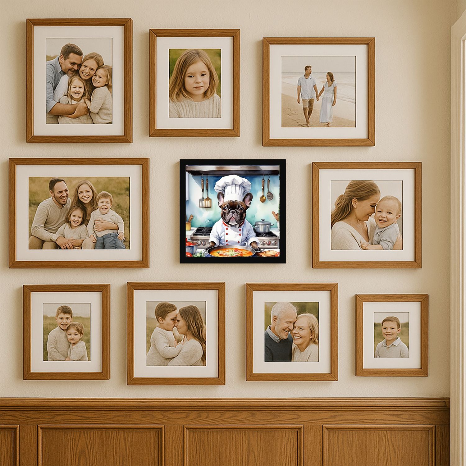 Square The Chef Framed Metal Print Wall Art - Ready to Hang for Kitchen Bathroom Office