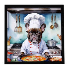 Square The Chef Framed Metal Print Wall Art - Ready to Hang for Kitchen Bathroom Office