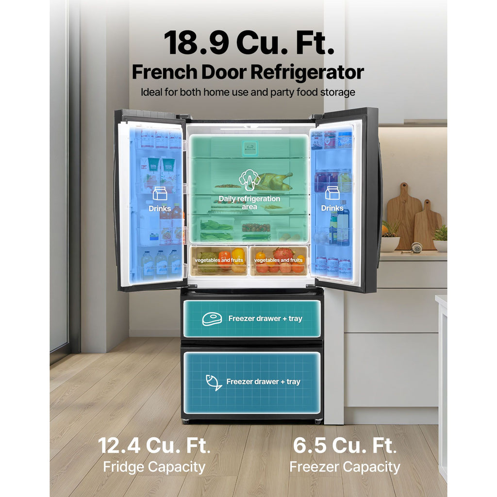 18.9 Cu.. French Door Refrigerator with Smart Cooling and LED Display