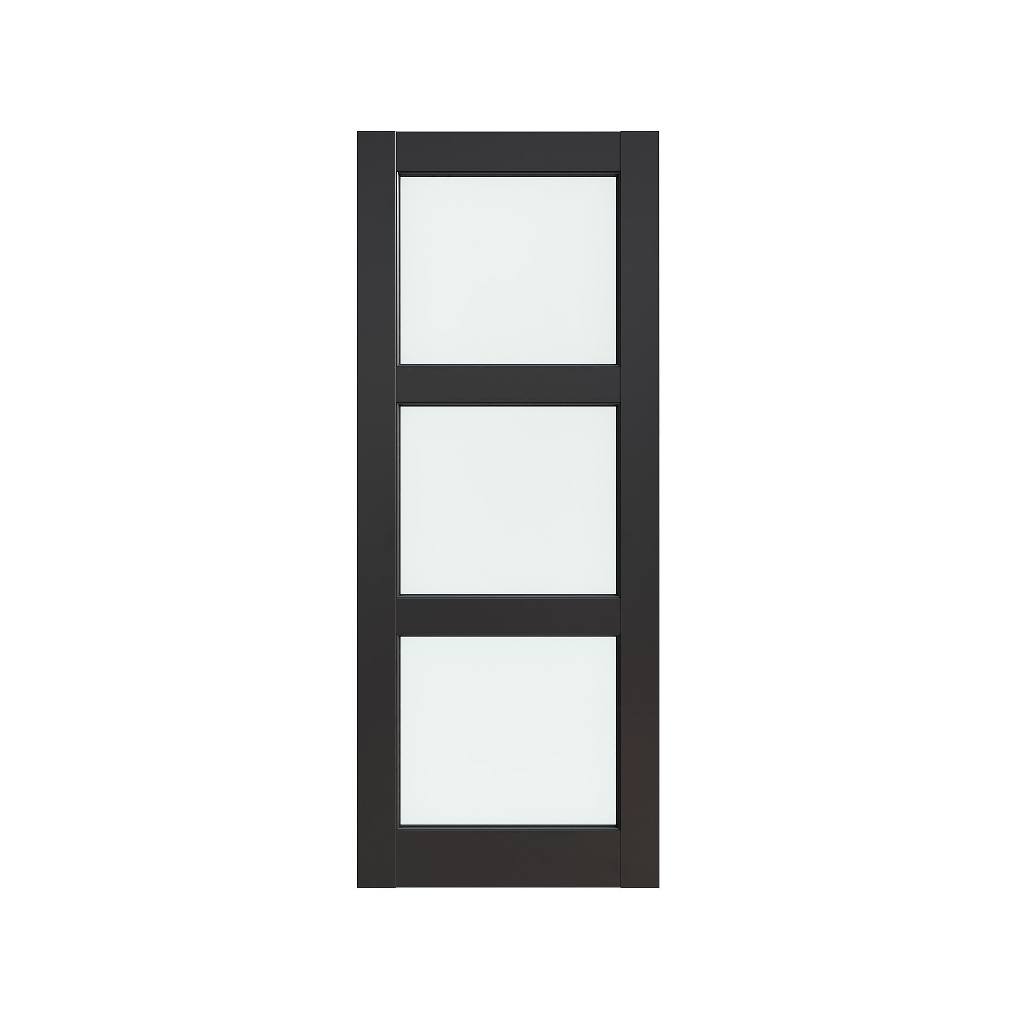 Solid Core French Interior Door with Frosted Glass - Pre-Finished MDF, Black Primed