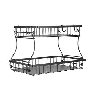 Multi-Tier Fruit Basket with Metal Frame for Kitchen Countertop