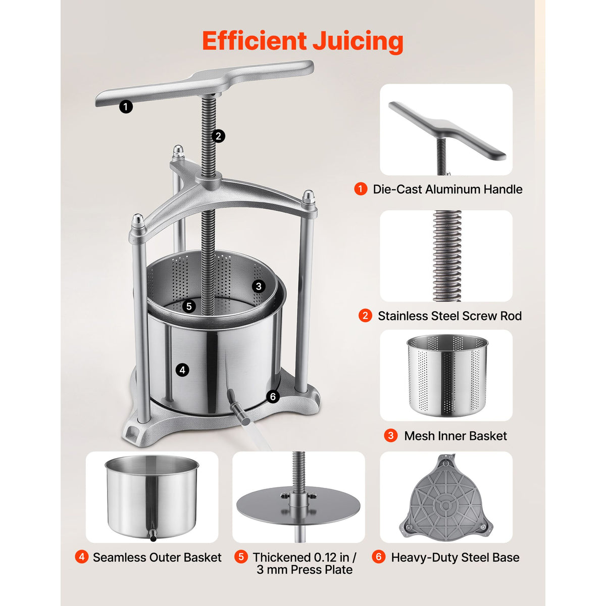 Manual Fruit and Wine Press for Versatile Home Juice Making