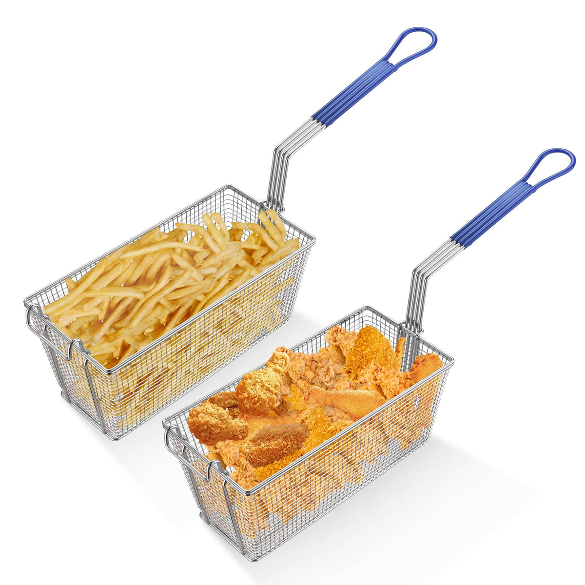 Two-Piece Fryer Basket Set with Draining Hooks