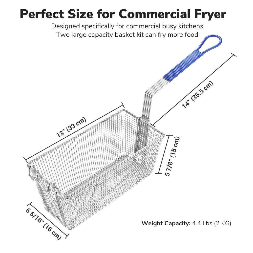 Two-Piece Fryer Basket Set with Draining Hooks