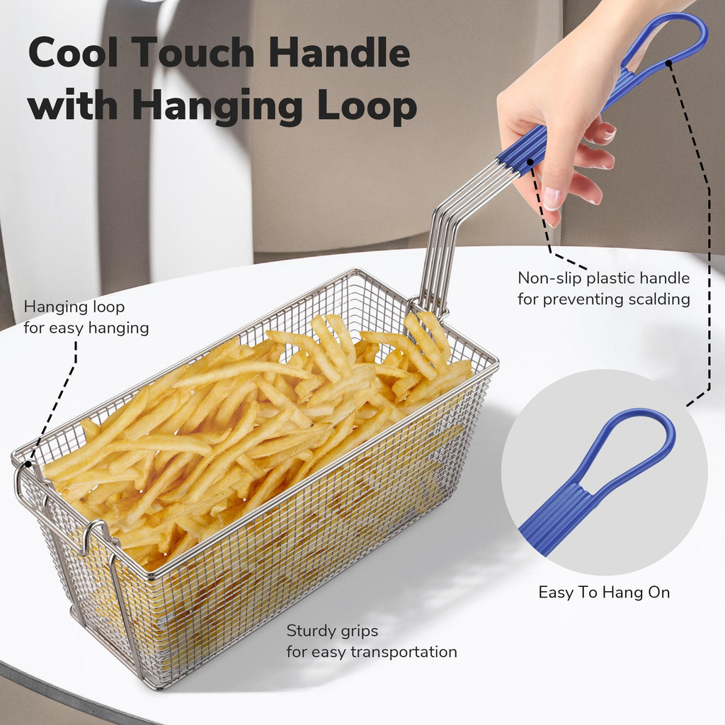 Two-Piece Fryer Basket Set with Draining Hooks
