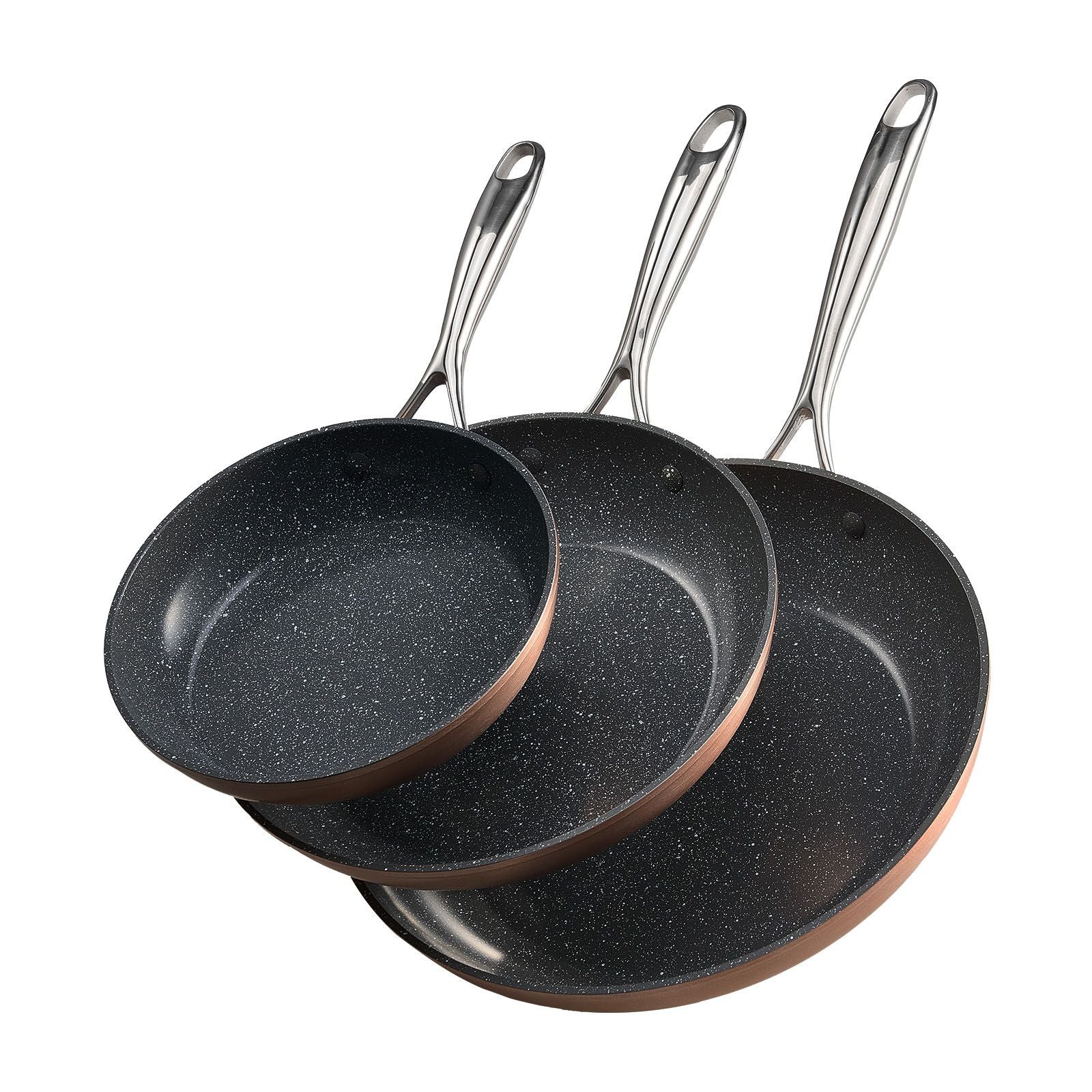 3-Piece Nonstick Ceramic Aluminum Skillet Set (8, 10, ) with Heat-Resistant Handle