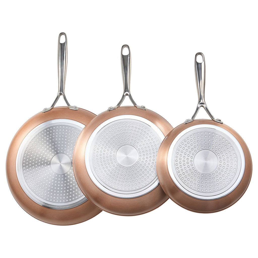 3-Piece Nonstick Ceramic Aluminum Skillet Set (8, 10, ) with Heat-Resistant Handle