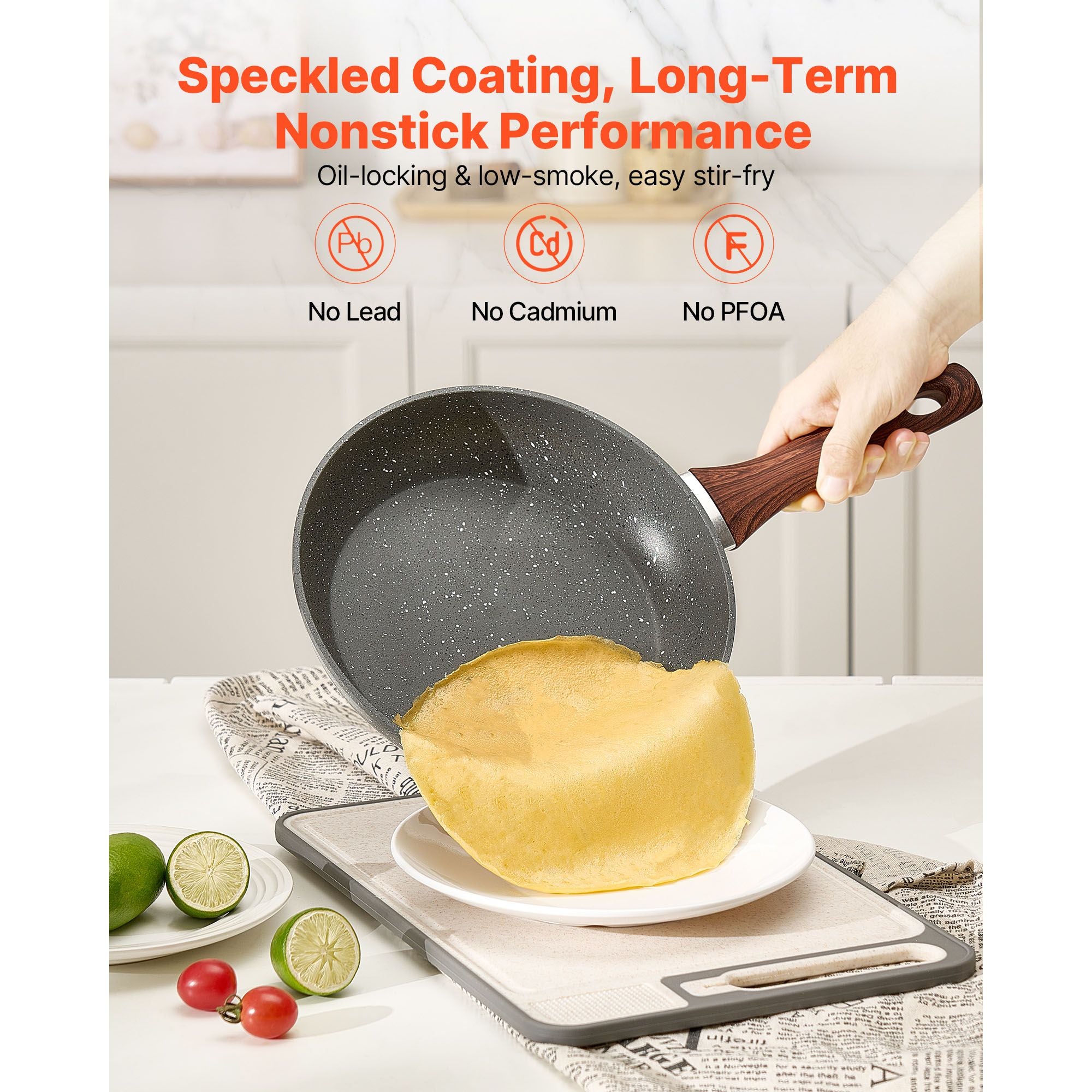 Professional Aluminum Frying Pan Set, 3-Piece (9.5, 11, 12 ) with Nonstick Coating