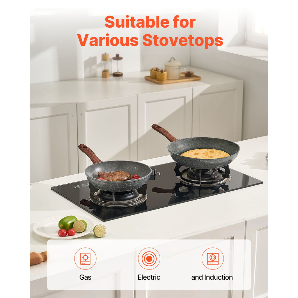 Professional Aluminum Frying Pan Set, 3-Piece (9.5, 11, 12 ) with Nonstick Coating