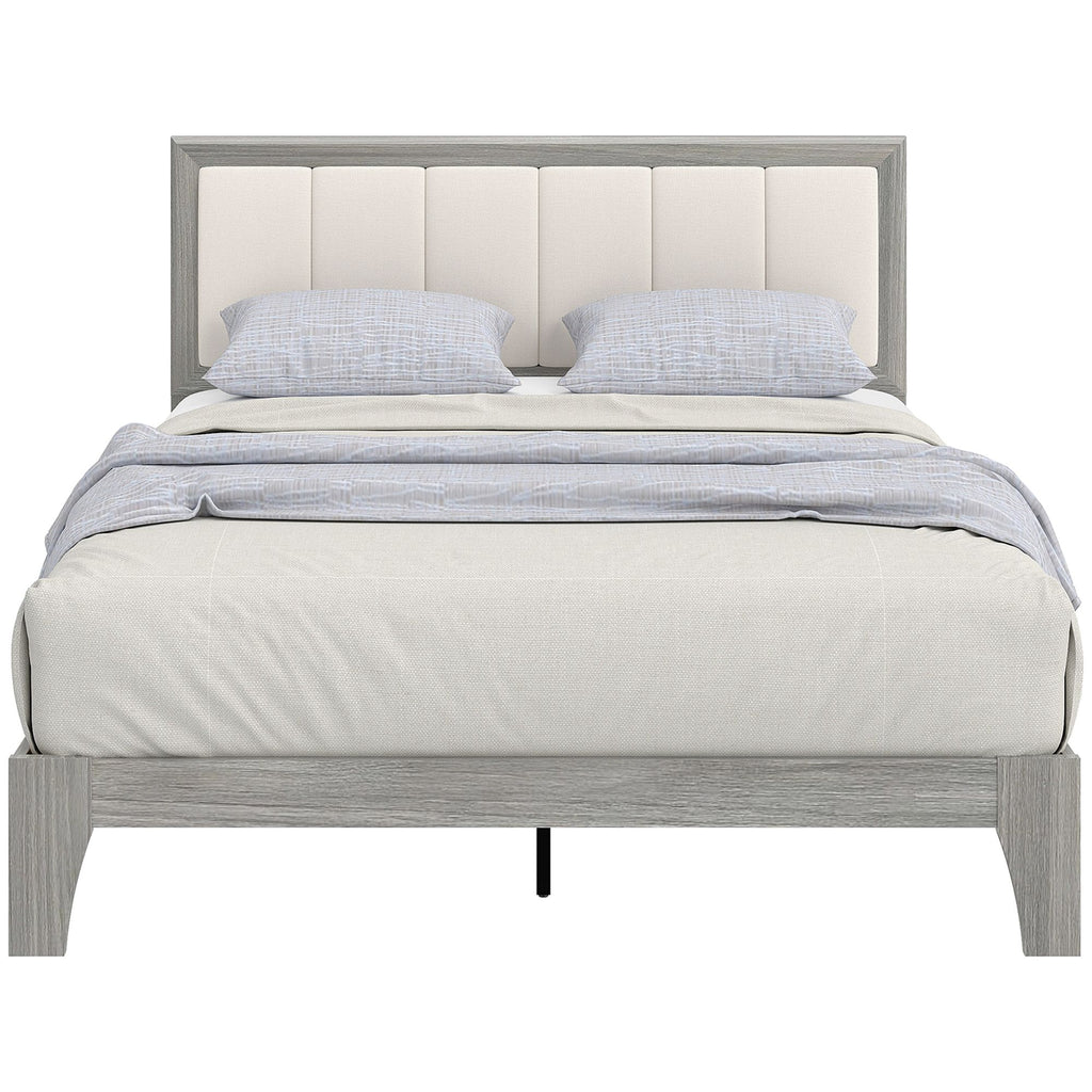 Full Platform Bed with Upholstered Headboard