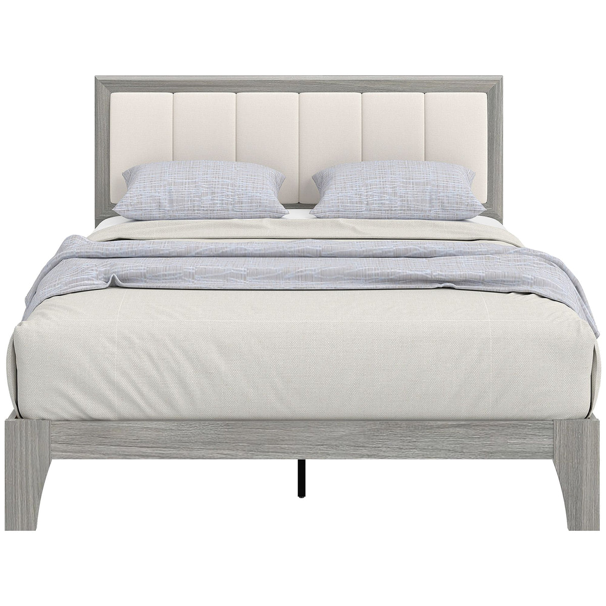 Full Platform Bed with Upholstered Headboard