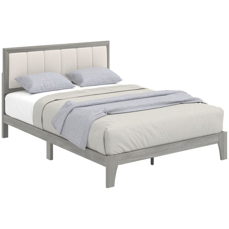 Full Platform Bed with Upholstered Headboard