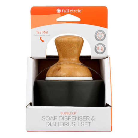 Full Circle Home Bubble Up Soap Dispenser and Dish Brush Set in Gray