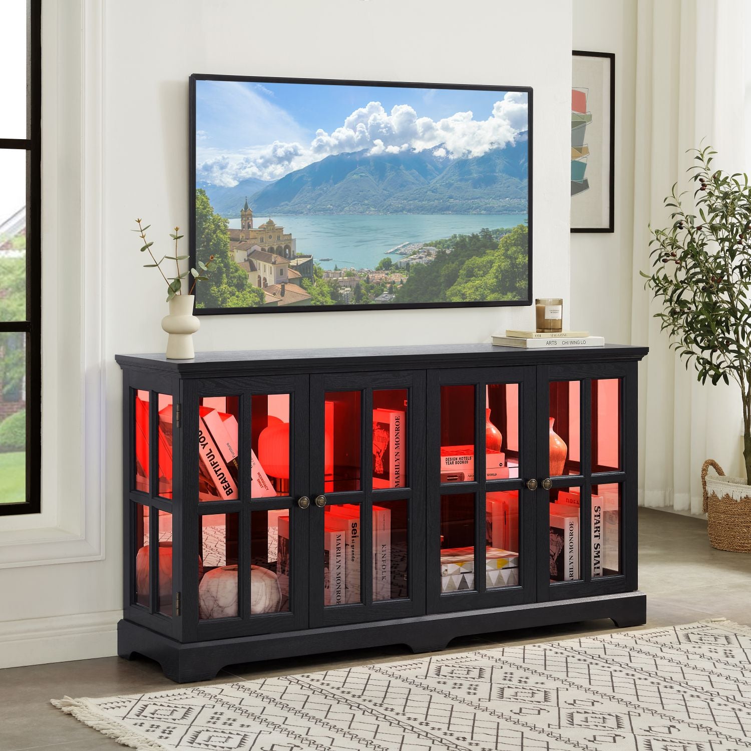 Four-Door RGB Curio Cabinet for Collectible Displays