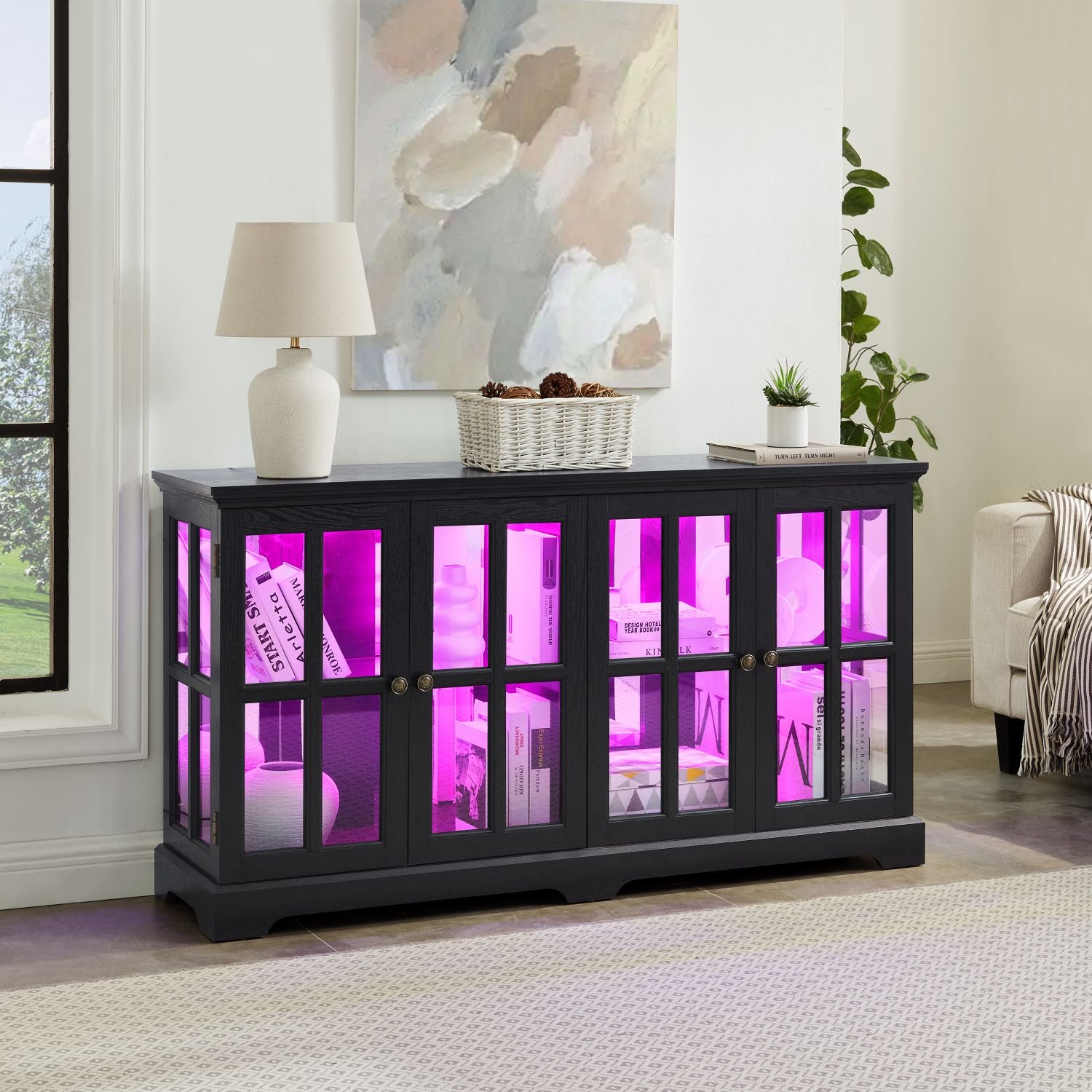 Four-Door RGB Curio Cabinet for Collectible Displays