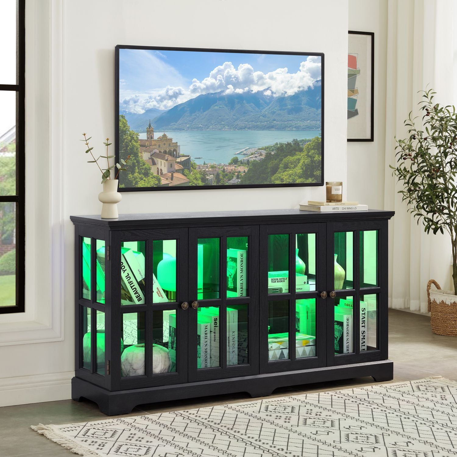 Four-Door RGB Curio Cabinet for Collectible Displays