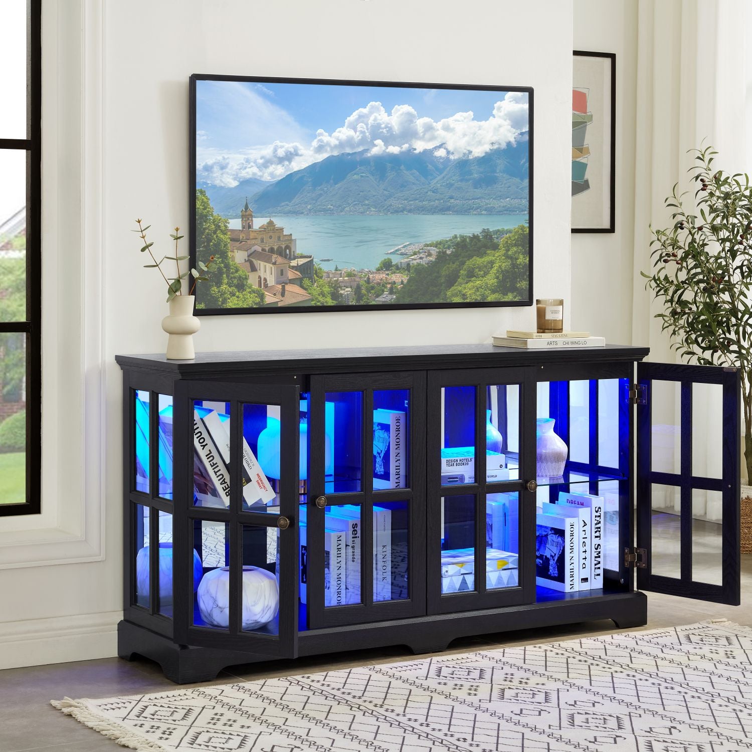 Four-Door RGB Curio Cabinet for Collectible Displays