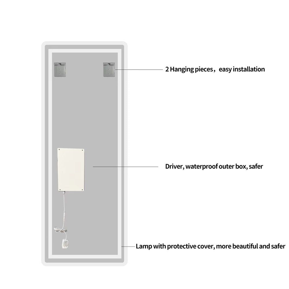 Full-Length LED Mirror with Warm and White Light