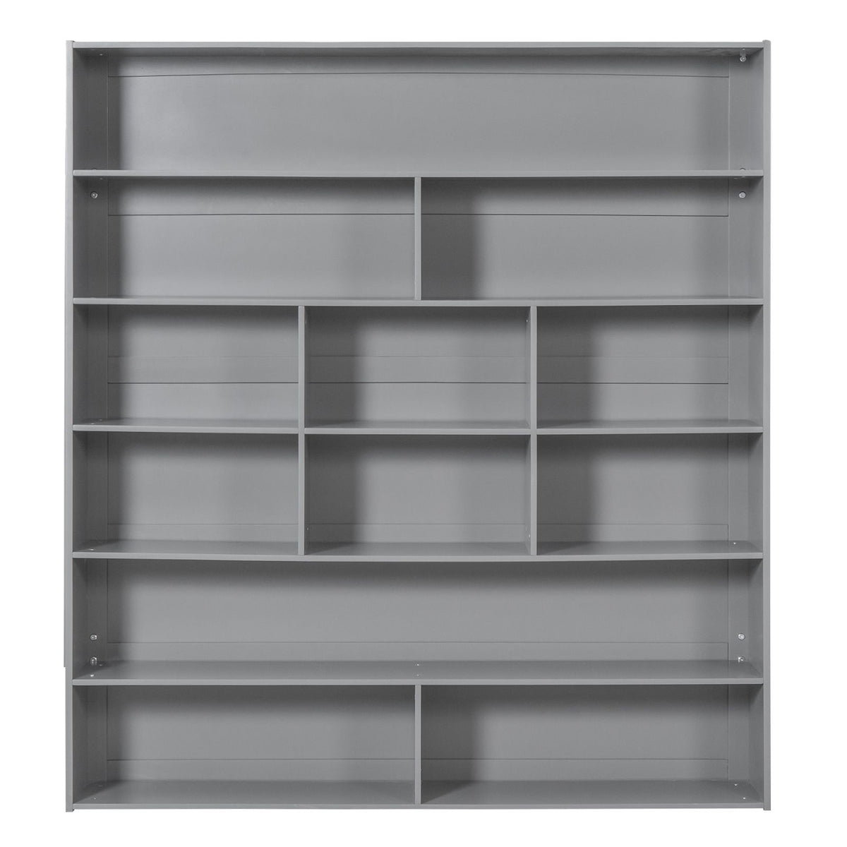 Gray Full-Over-Full Bunk Bed with Drawers and Cabinet
