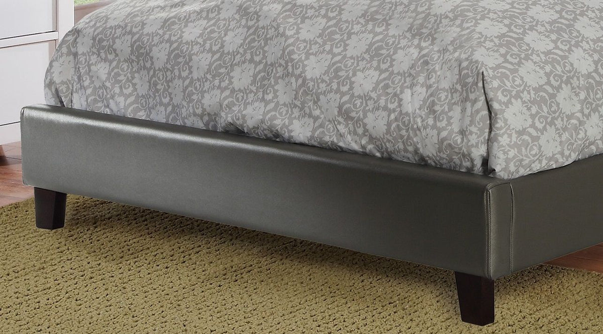 Silver Faux Leather Upholstered Tufted Wingback Full Bed Frame with Headboard