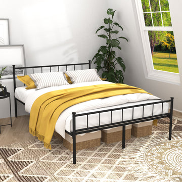 Full Size Bed Frame with Headboard and Under Bed Storage, Black