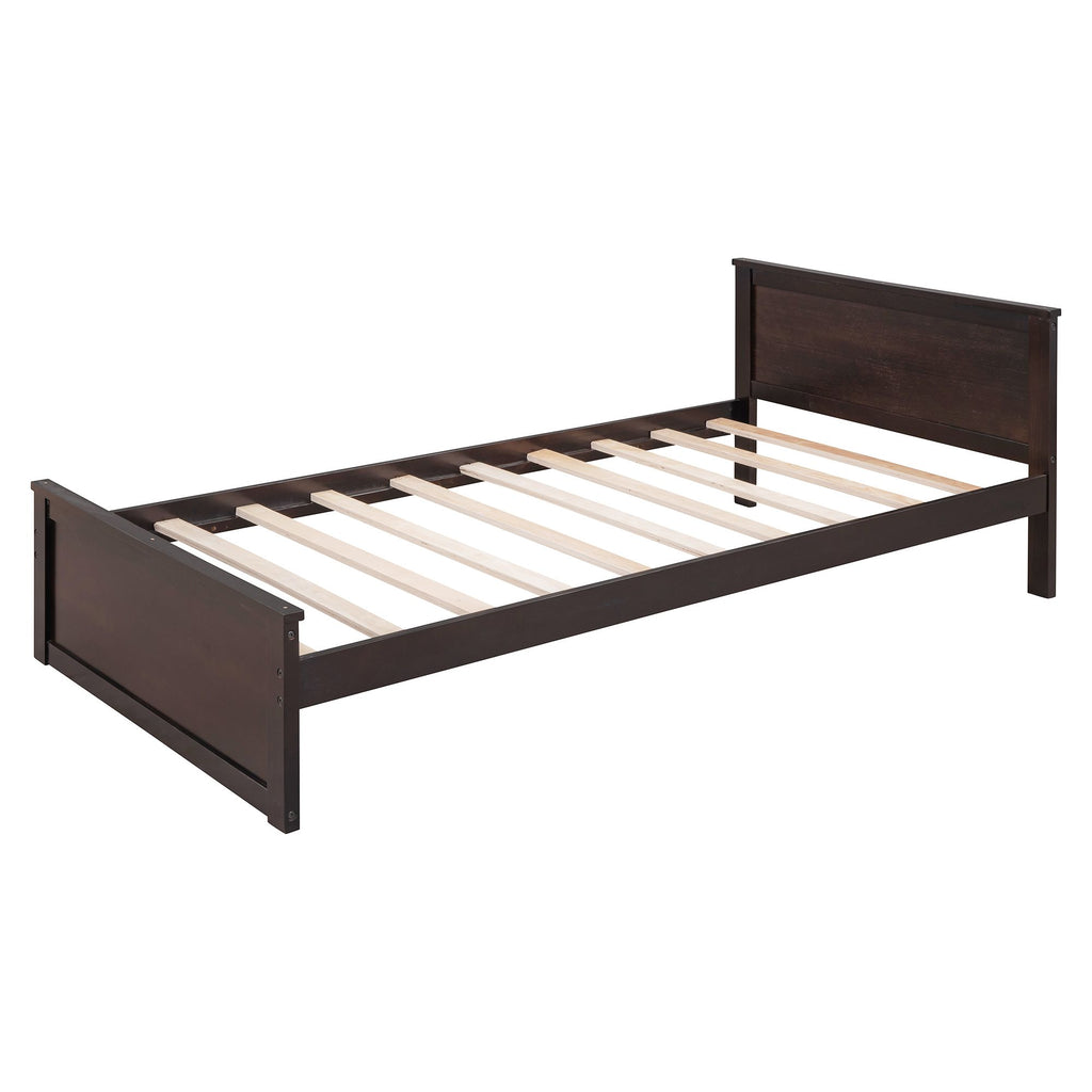 Espresso Full Loft Bed with Twin Bed, Desk and Wardrobe