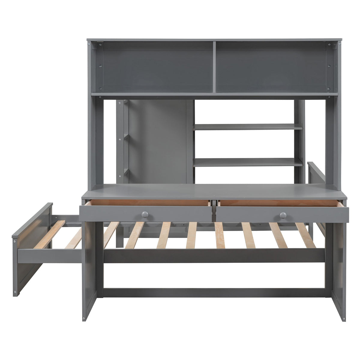 Multifunctional Loft Bed with Separate Lower Bed and Workspace