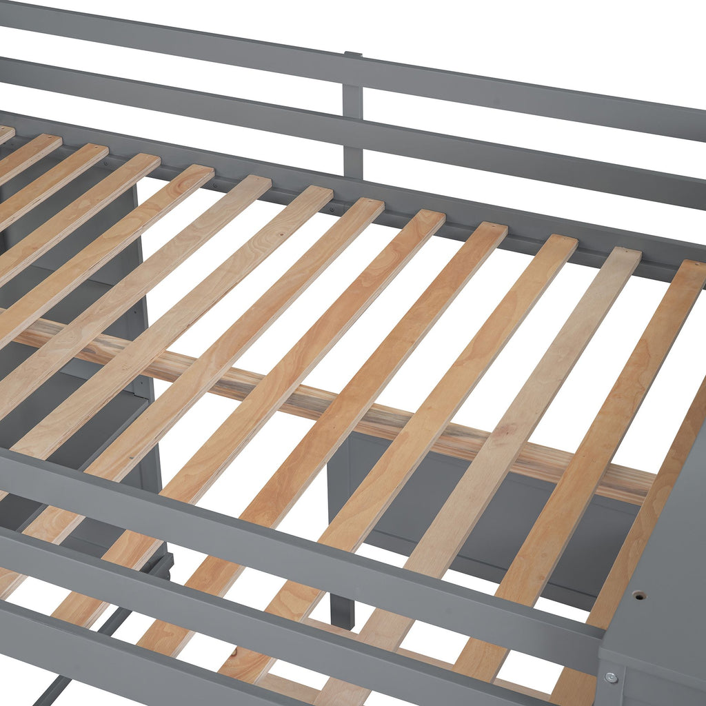 Multifunctional Loft Bed with Separate Lower Bed and Workspace